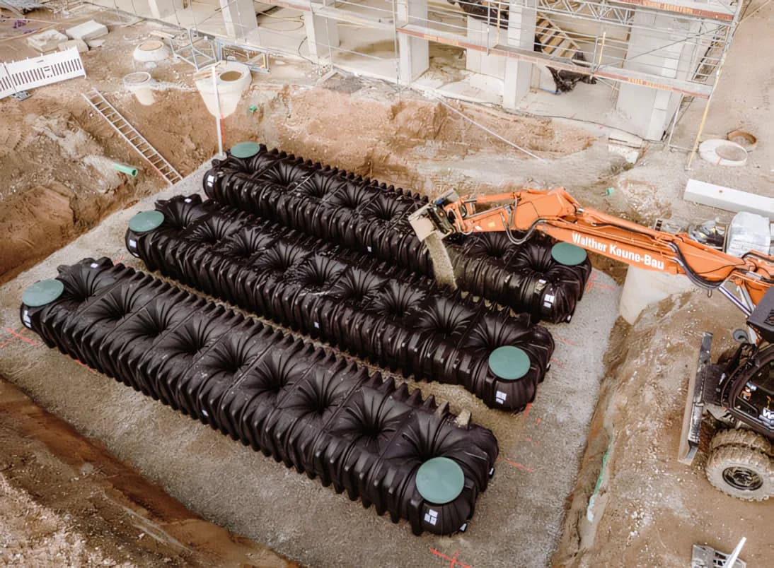 GRAF Carat underground rainwater tanks installed on an Australian construction site